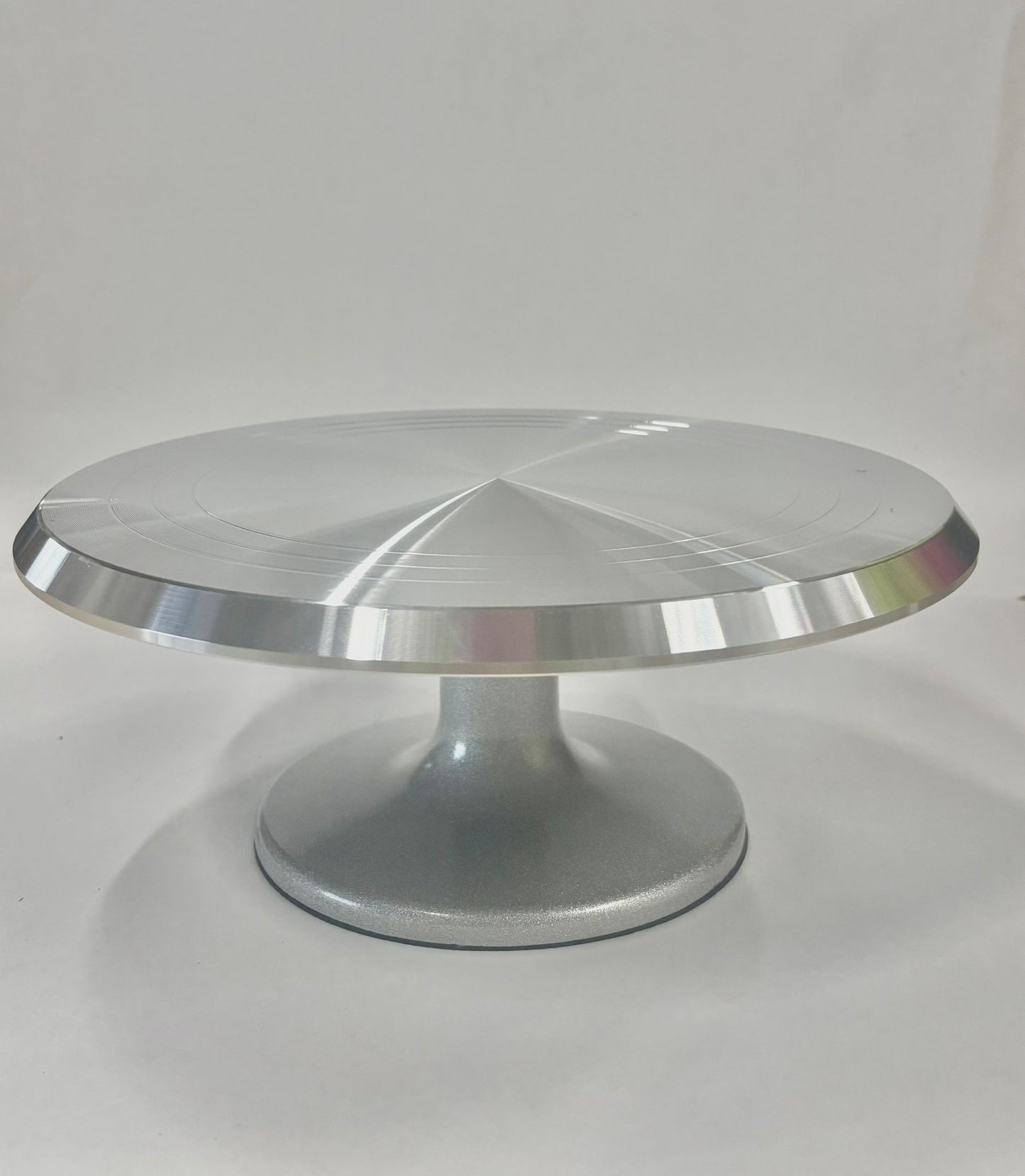 Premium lazy susan rotating stand aluminium silver 31-13 cm
